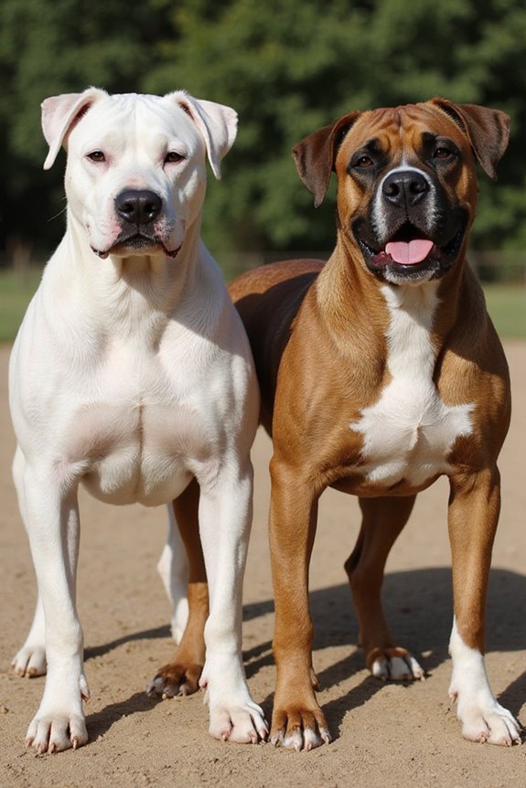 playful boxers protective dogo argentino